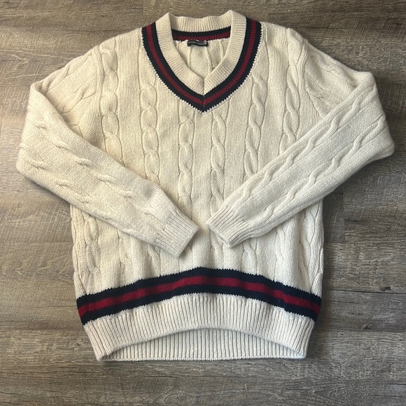 Brandy Melville Nikki Heavy Wool Cable Knit Stripe Over Sized